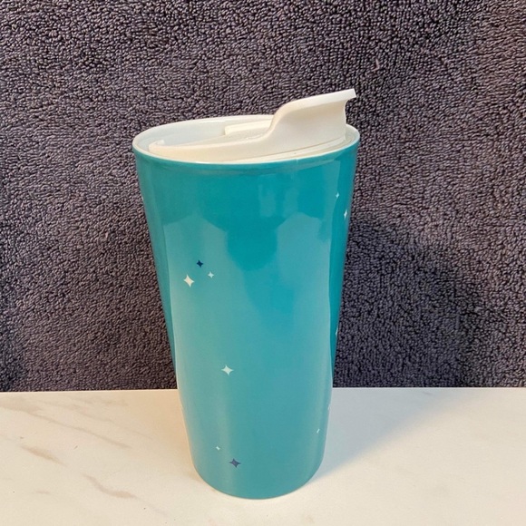 Travel Tumbler Tea Mug Davids 10 Years Of Tea Love With Lid Teal Ceramic - Picture 2 of 4